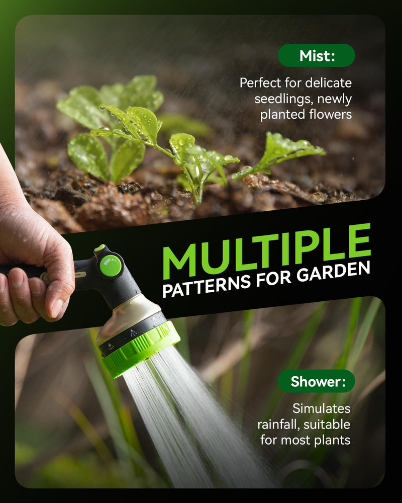 RAINPOINT Hose Sprayer Nozzle Heavy Duty - 8 Spray Patterns Garden Hose Nozzle with Adjustable Flow Control for Watering Plants, Washing Cars,Washing Pets, Thumb Control (Olive Green) Olive Green 1