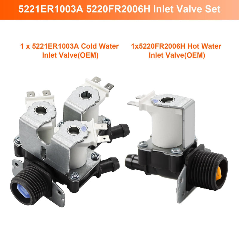 5221ER1003A&5220FR2006H Water Inlet Valve Replacement for LG Tromm & Ken.More Front Load Washers Replaces 5220FR2075L 5221ER1003C 5221ER1003D Assembly by TOMOON