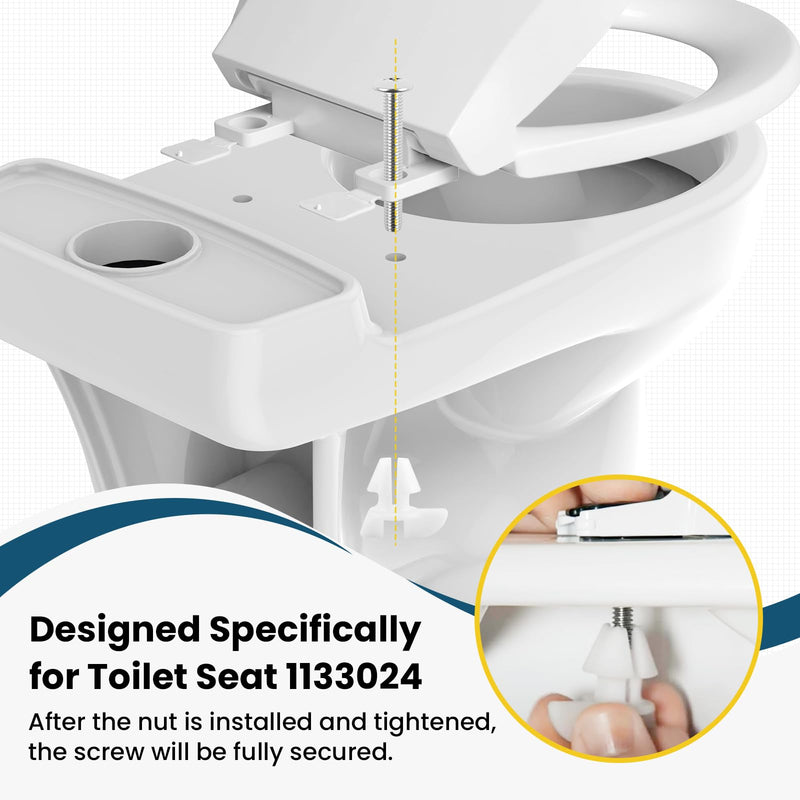 4 Pack White Toilet Seat Bolts & Screws for 1133024 Hardware Pack, Non-Slip, Secure Fit - Ideal for Toilet Seat Parts Replacement Silver
