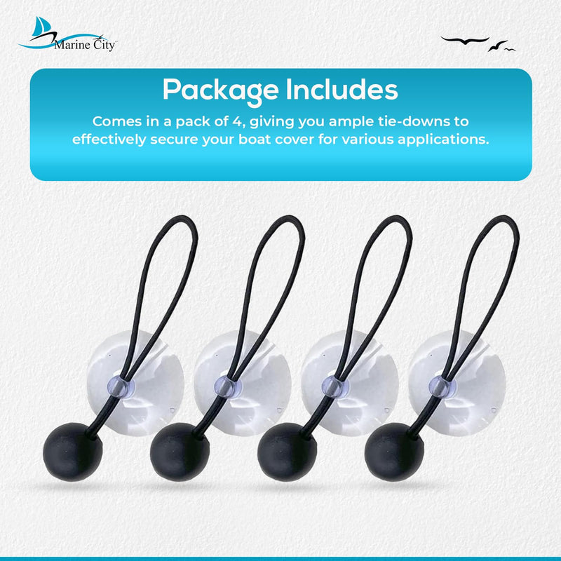 MARINE CITY Bungee Cord Suction Cup Boat Cover Tie Downs - Ideal for Trailers, Boat Covers, and Storage (Pack of 4) 2 Inches