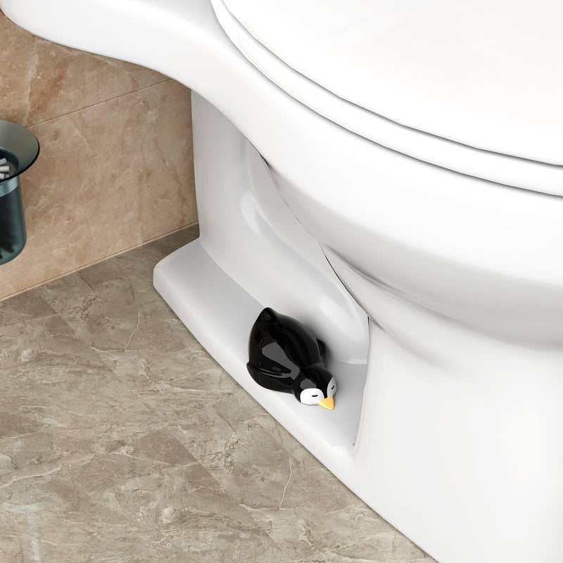 NiHome 2 PCS Resin Penguin Toilet Floor Bolt Cover Caps for Bolts Up to 1.05 Inches, Hand-Painted Fun Decorative Bathroom Accessories, Easy Installation No Tools Required, Durable and Easy to Clean
