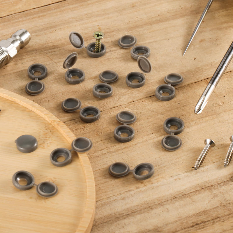 100pcs Screw Cover Caps, Plastic Hinged Screw Caps Folding Screw Covers Small Screw Cap Covers Screw Snap Covers for Screw Heads Protection (Dark Gray) Dark Gray