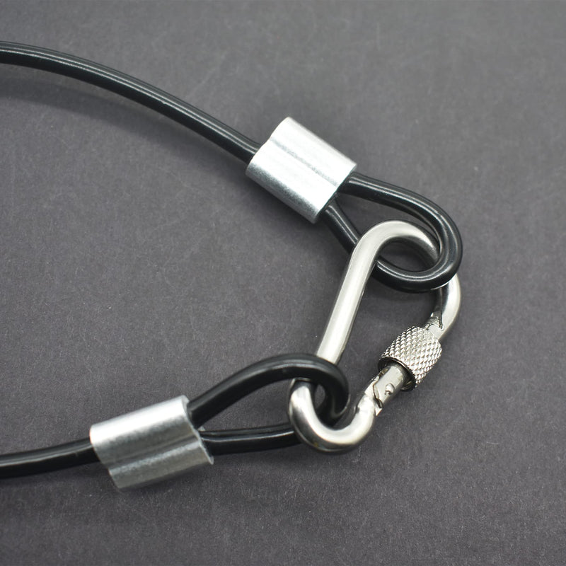 5 Pcs 4mm Wire 24 inch Vinyl Coated Stainless Steel Cable with Loops Short Wire Rope Lanyard Lock Security Chain Link for Outdoor Gates, Black(4mm x 24inch) 4mm(T) X 24 in(L) 5PCS