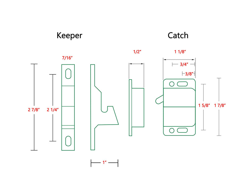 Camp'N 4 Pack RV Cabinet Door Latch - Easy to Install OEM RV Drawer Latches and Catches - Push Latch and Catch for Cabinets in Trailers and Motorhomes 4 Sets