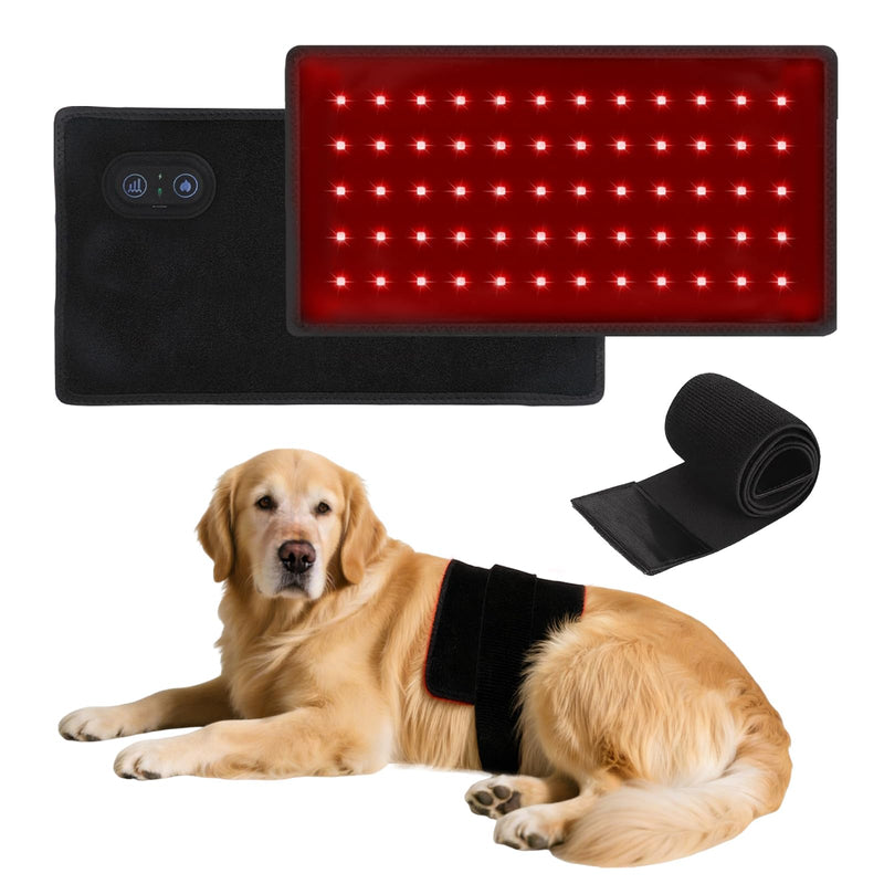 Red Light Therapy for Dogs,Wearable Infrared Light Therapy Belt for Pets Wounds Repair,Joint & Back Pain Relief,12.8 × 6.8 in 660/850 nm 80-LED Pad Black