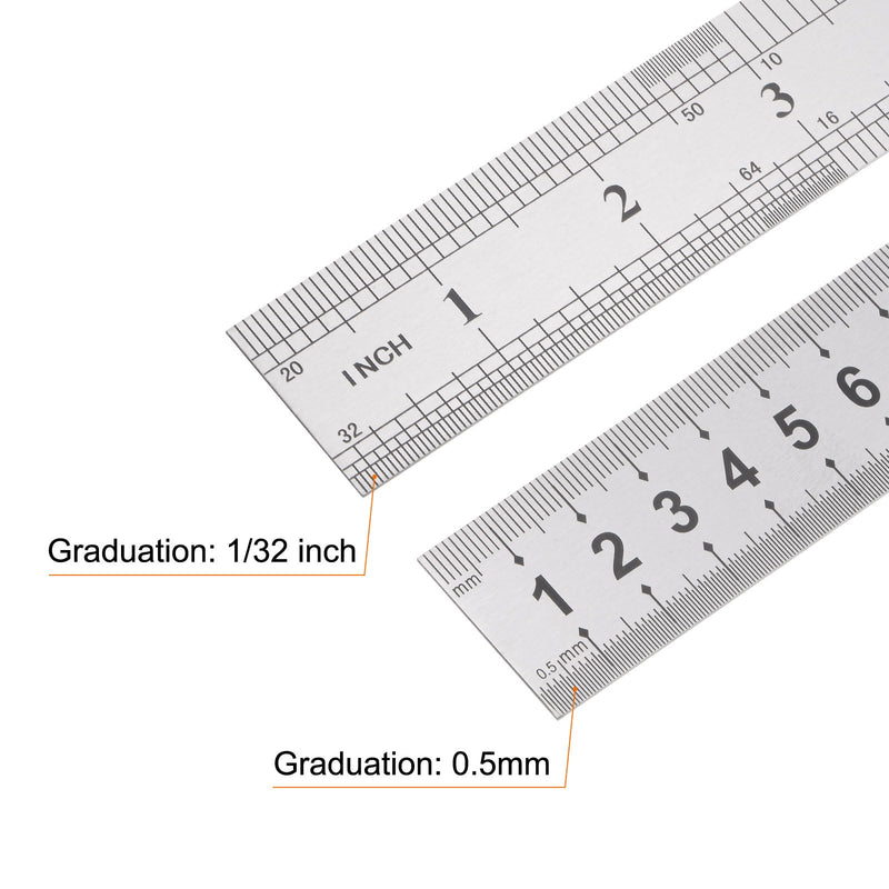 HARFINGTON Metal Straight Ruler Set 16 Inch 20 Inch Precision Stainless Steel Rulers CM Inch Scale Metal Rulers for Woodworking Sewing Crafting 20-inch 16-inch
