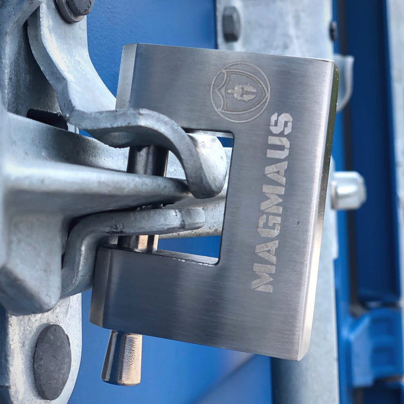 Magmaus® RTL70 Heavy Duty Lock for Shipping Container - [Weatherproof] - Secure Outdoor Lock for Storage Unit, Gate, Shed, Fence, Door - 3 Keys 70 mm 1 Pack - 3 Keys Silver