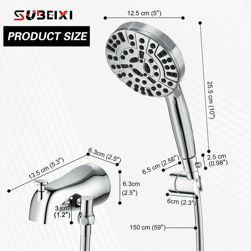 Tub Spout with Diverter, Chrome High Pressure 10 Mode Handheld Shower Sprayer, Bathtub Faucet with Sprayer