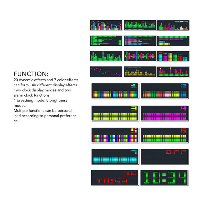 Garosa LED Music Spectrum Display 16x24 RGB Audio Visualizer with 12 Dynamic Effects 7 Colors 84 Combinations for Home Car Game Room