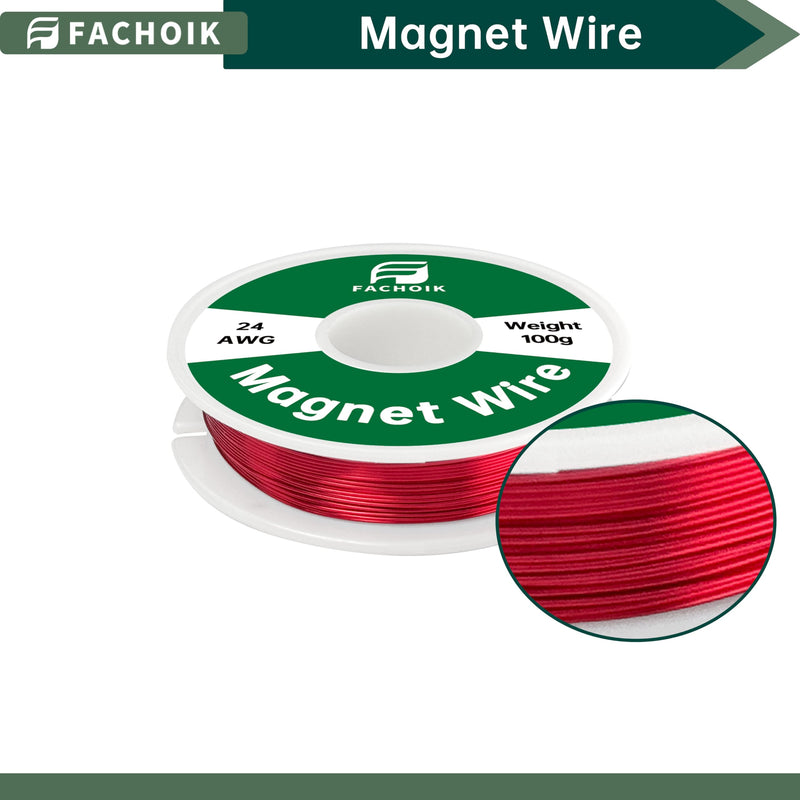 24 AWG-100g Magnet Wire - Enameled Wire - Enameled Magnet Winding Wire Used for Transformers Inductors (100g, 24AWG) 1