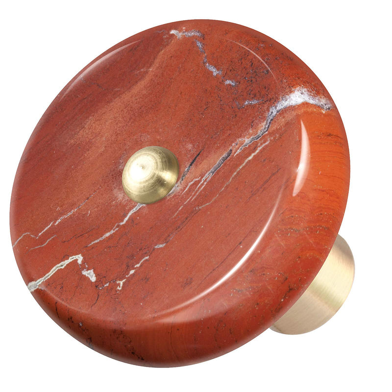 mookaitedecor Set of 4 Red Jasper Crystal Drawer Knobs with Screws, Round Shape Healing Stone Decorative Cabinet Pulls Handles for Dresser Home Office