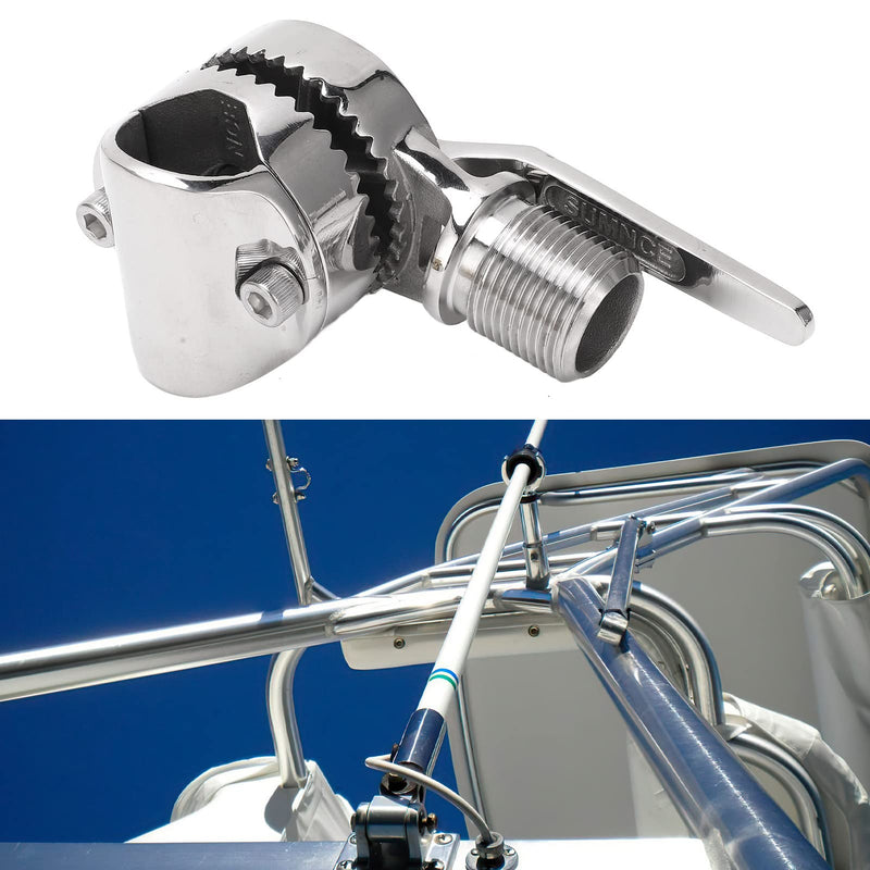 Marine Antenna Mount, High Strength 316 Stainless Steel Antenna Mount Adjustable Base Mounts Ratchet Fit for 7 to 8 to 1in Rails