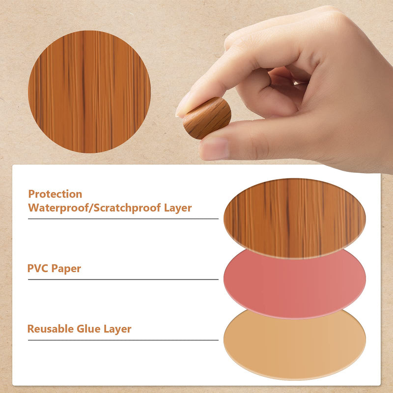 864 Pieces Screw Covers Wood Stickers for Furniture, 0.83 Inch Screw Hole Stickers Waterproof PVC Cover Caps Adhesive Wood Grain Stickers for Screw Holes Wall Cabinets Bookcase Desk (Basic Color) Basic Color