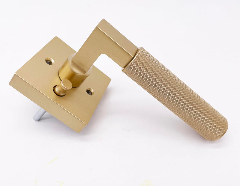 Privacy Matte Gold Door Knob with Lock – Keyless Entry Without Key for Bedroom, Bathroom & Closet, Childproof Safety Lock, Quick Install, Zinc Alloy Door Handles