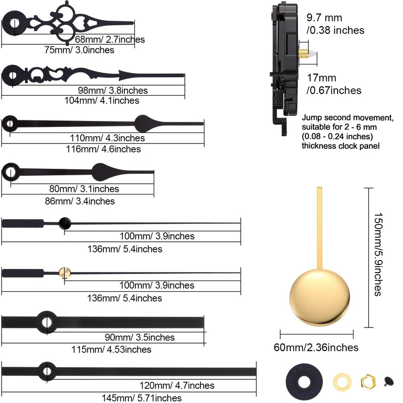HICARER Quartz Pendulum Trigger Clock Movement Chime Music Box Complete Pendulum Clock Kit with 3 Pairs of Spades Fantasy Straight Clock Hands