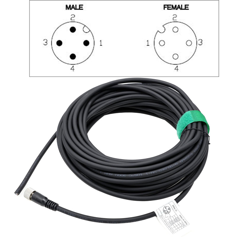 Sensor Encoder Actuator M12 A Coded 4 pin Female Shield Cable to Open Wire for Industrial Automation, Device Network DeviceNet, CANopen, IO Link, Profibus 3m 4 pin female to open