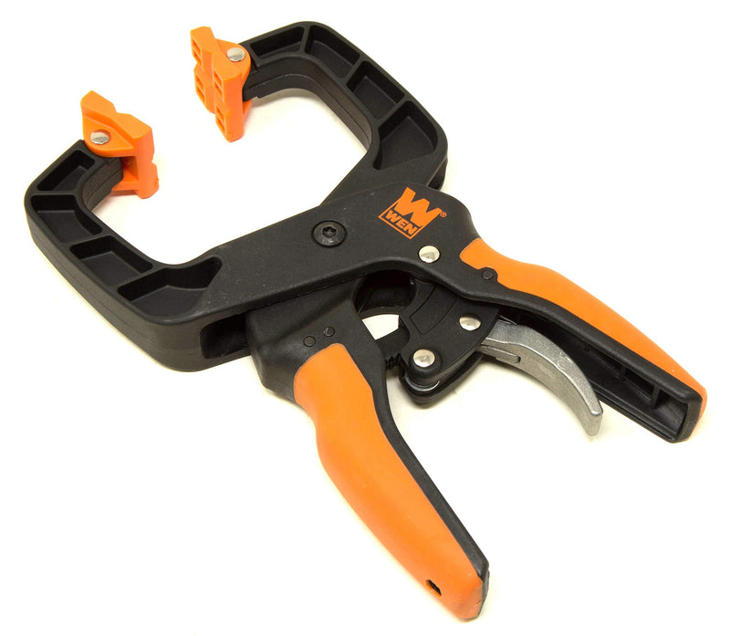 WEN CLH226 Quick-Release Ratcheting Hand Clamps with 2-Inch Jaw Opening and 2-Inch Throat, 2 Pack, Black 2-Inch Jaw Opening, 2-Pack