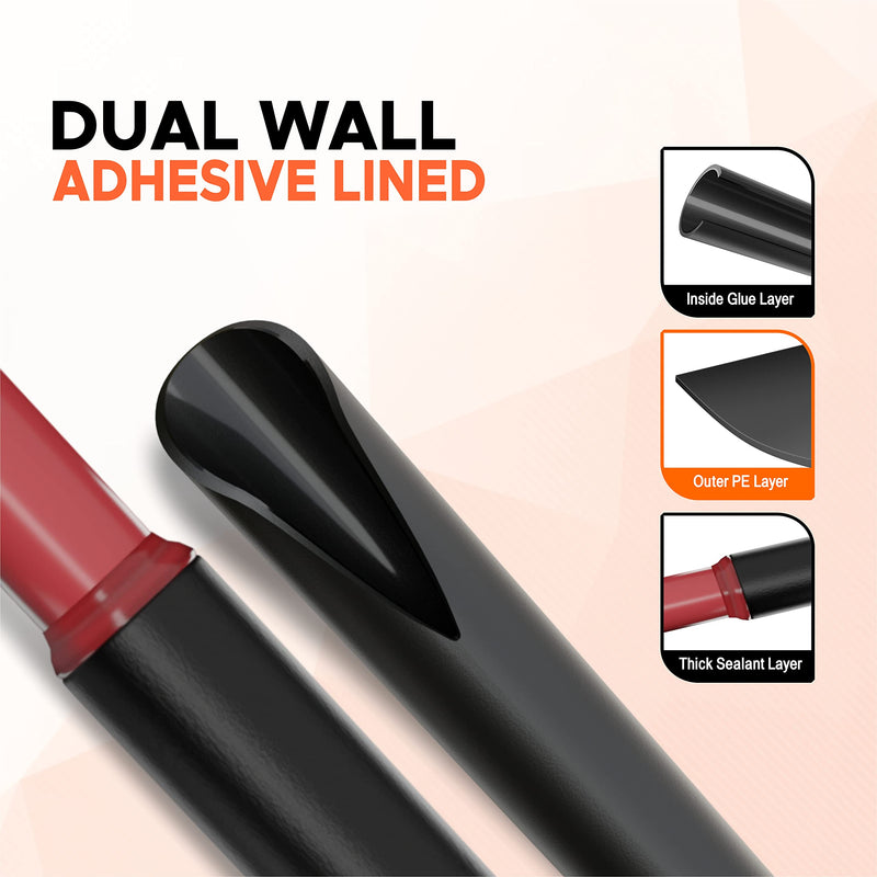 Heat Shrink Tubing 1/4", 3:1 Ratio Shrink Tube Industrial and Marine Grade, Dual Wall Adhesive Lined Wire Shrink Wrap Tubing, 59 Feet Roll 1/4" 59 Feet Black
