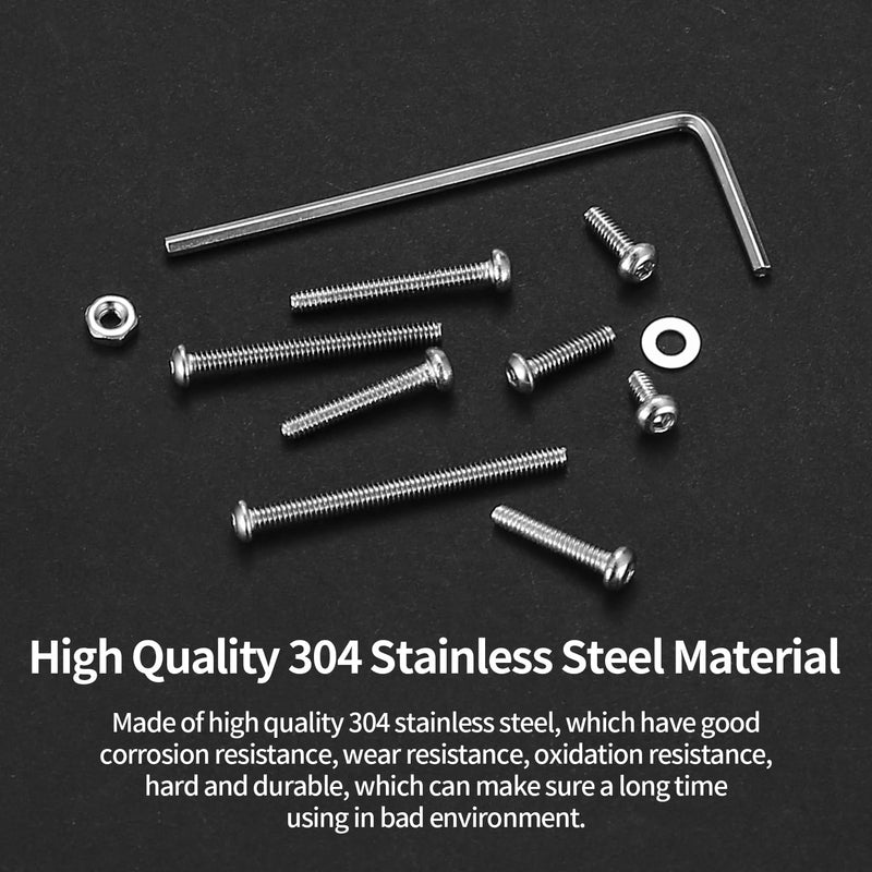 1110 Pcs M2 Screws Kit, M2 Machine Screws and Nuts and Washers Set, Assorted Stainless Steel Button Head Socket Cap Screws Nuts and Bolts Assortment Kit, Metric Screw Assortment, Fully Threaded 1110