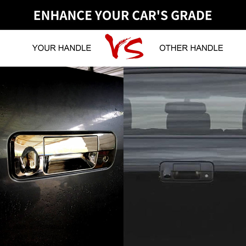 Gledewen Chrome Tailgate Door Handle, Compatible with 2007-2013 Toyota Tundra, Exterior Rear w/Camera Hole | Replaces 69090-0C051,690900C051,81214 Liftgate Outside Door Latch Handle