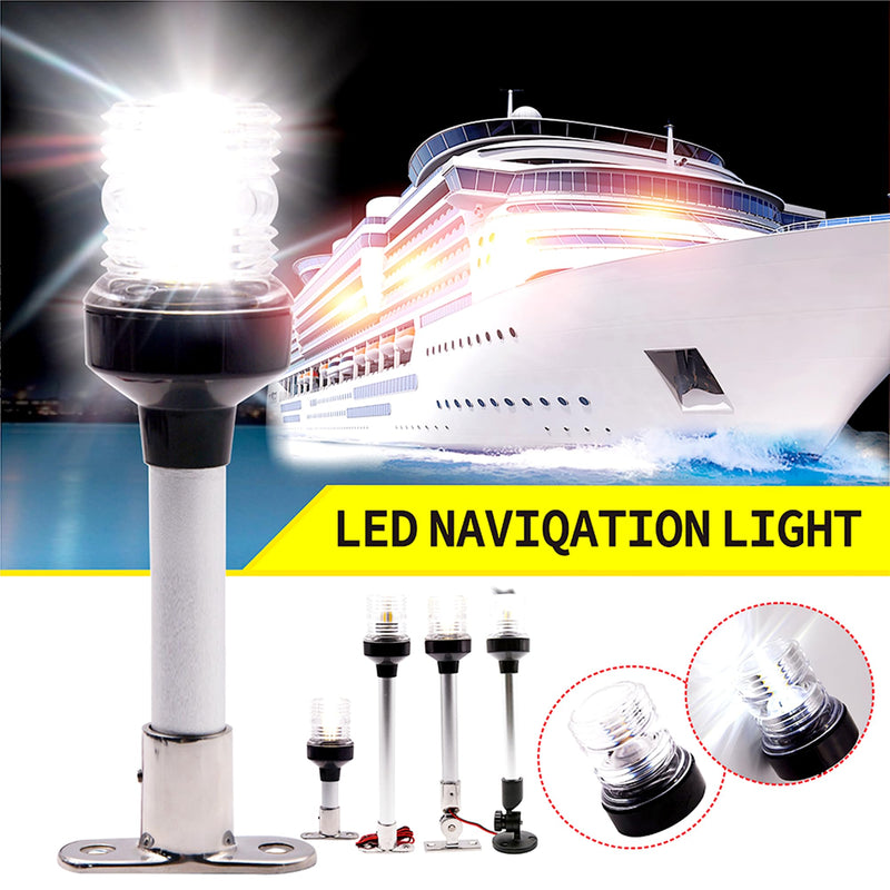 12" LED Boats Navigation Light Boat Anchor Light, Marine Waterproof Stern Anchor Light DC12~24V Sailing Signal Light 4000~4500K White (Size: 12inch) Size: 12inch