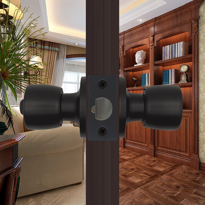 3 Pack Matte Black Round Ball Door Knob with Different Keys Passage Door Privacy Locking Interior/Exterior Door Knob/Berlin Series Lock for Room Door 3pcs Keyed Entry Black Matte ET3