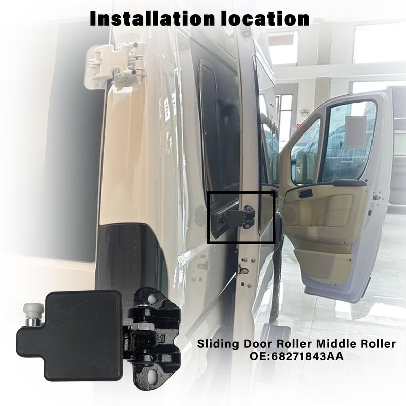 RAM Right Sliding Door Roller Hinge Compatible with 2014-2021 RAM ProMaster 1500 2500 3500 Van Door Parts Passenger Side Center Door Middle Roller Replace 68271843AA