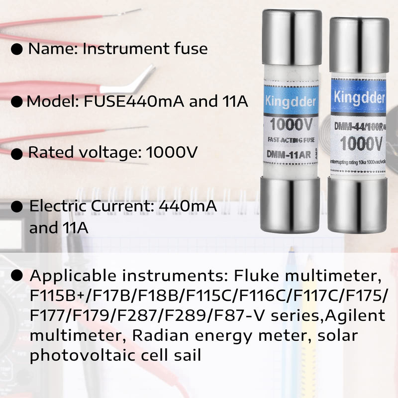 DMM-11A (DMM11) and DMM-44/100 (DMM 44 100) Fast Acting Digital Multimeter Replacement Fuse Compatible with Fluke Multimeters (6) 6