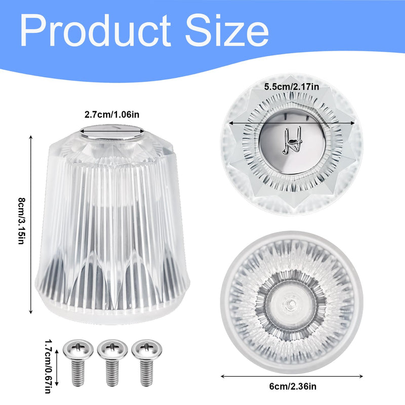 3-Piece Shower Knob Replacements, Universal Clear Acrylic Plastic Hot/Cold/Diverter Shower Knobs Compatible with Price Pfister Contessa & Windsor Bathtub Shower Faucet Handle