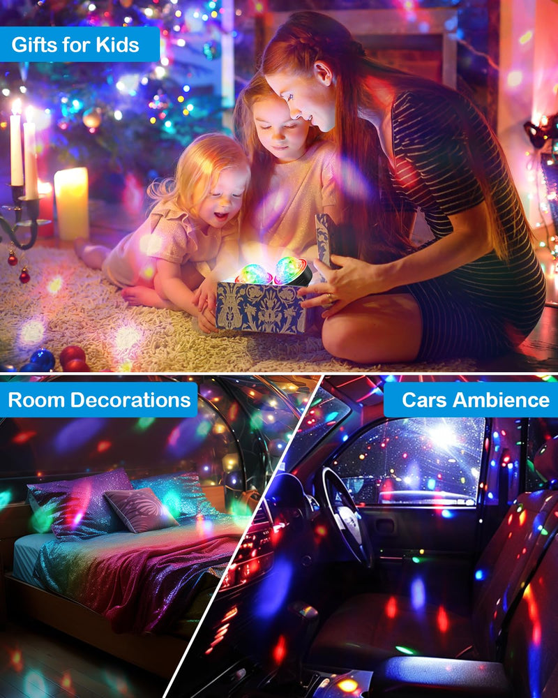 Luditek Mini Disco Ball Light with Flexible USB Extender, Sound Activated Strobe Party Lights for Karaoke Car, Stocking Stuffers Birthday Decorations for Halloween Christmas (2 Packs) 2pack