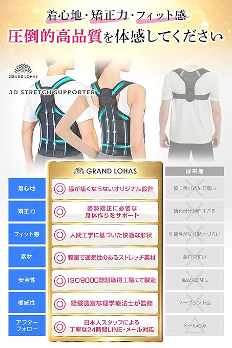 Posture supporter that won't cause armpit pain [supervised by a physical therapist] Posture belt, hunched back belt, hunched back, back muscles, breathable, easy to put on and take off, adjustable, unisex, L size - NewNest Australia