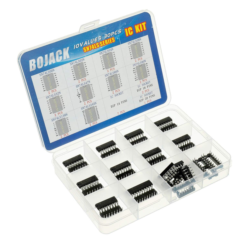 BOJACK 10 Values 30 Pcs Series Low Power Schottky Logic IC，Including:SN74LS00N SN74LS02N SN74LS04N SN74LS08N SN74LS32N SN74LS47N SN74LS86N SN74LS90N SN74LS138N SN74LS245N IC chip kit