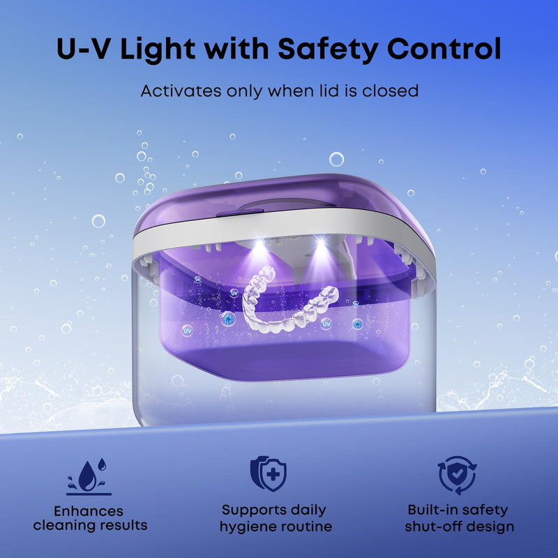 NEATEST Ultrasonic Retainer Cleaner Machine, 45kHz Ultrasonic Denture Cleaner, 350ML Stainless Steel Dental Cleaning Pod, 5 Timer Modes for Retainers, Aligners, Mouth Guards, Braces, Night Guards