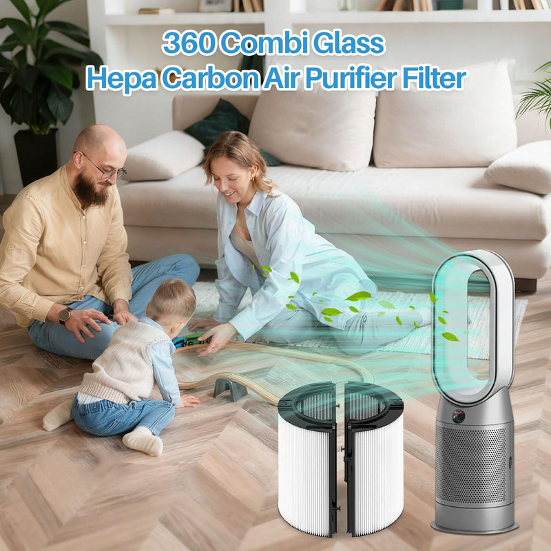 360° Combi Glass Hepa + Carbon Air Purifier Filter Compatible with Dyson TP09