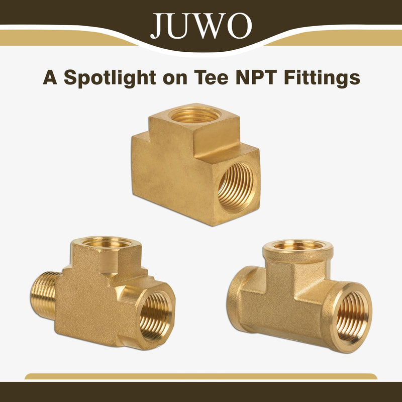 Brass Pipe Fitting, Tee, 3/4" x 3/4" x 3/4" NPT Female 3 Way T-Connector for Gas, Air, Oil, Propane (1-Pack) 3/4"-1Pack 3Female（Common Tee）