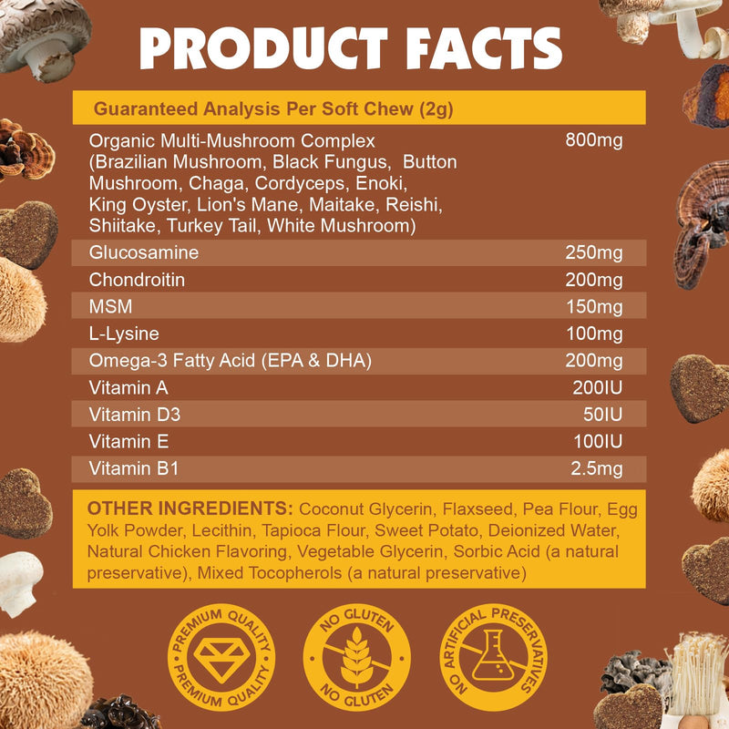 Mushroom Chews for Dogs & L-Lysine Drops for Cats