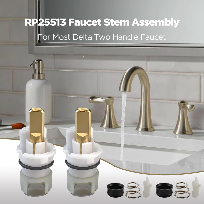 Faucet Repair Kit RP25513 - Replacement for Delta 2-Pack Stem Assembly with RP24096 Cartridge, RP4993 Seats & Springs, for Two-Handle Bathroom, Tub, and Shower Faucets(FC-01)