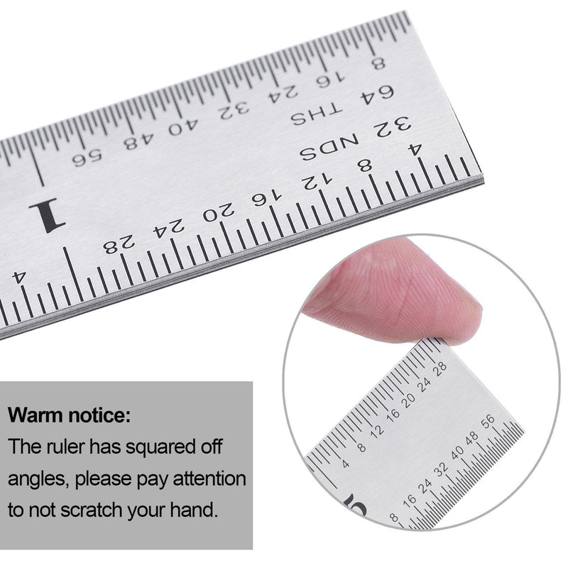 eBoot 2 Pack Stainless Steel Ruler Machinist Engineer Ruler, Rigid Met ...