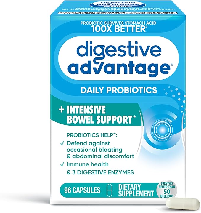 IBS Daily Probiotic Capsules for Digestive Health & Gut Health, Digestive Advantage Probiotics For Men and Women (96 count box) - Digestible Enzymes IBS 96CT - NewNest Australia