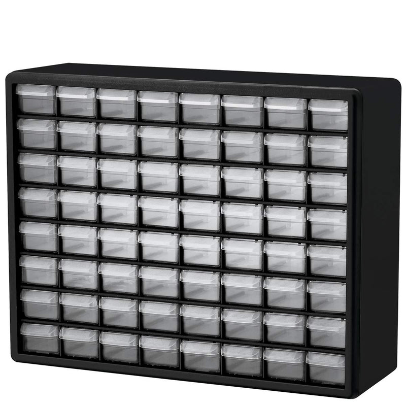 Akro-Mils 64 Drawer 10164, Plastic Parts Storage Hardware and Craft Cabinet, Black (1-Pack) & 40716 Accessory Dividers for Plastic Storage Hardware Cabinet Small Drawers, Pack of 16