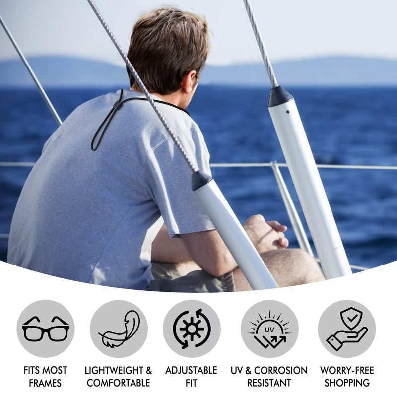 Eyeglasses Holder Strap - 3 Pcs Adjustable Eyewear String Lanyard Retainer - Sunglasses Strap for Men, Women and Kids - Eyeglass Holders Around Neck - Black