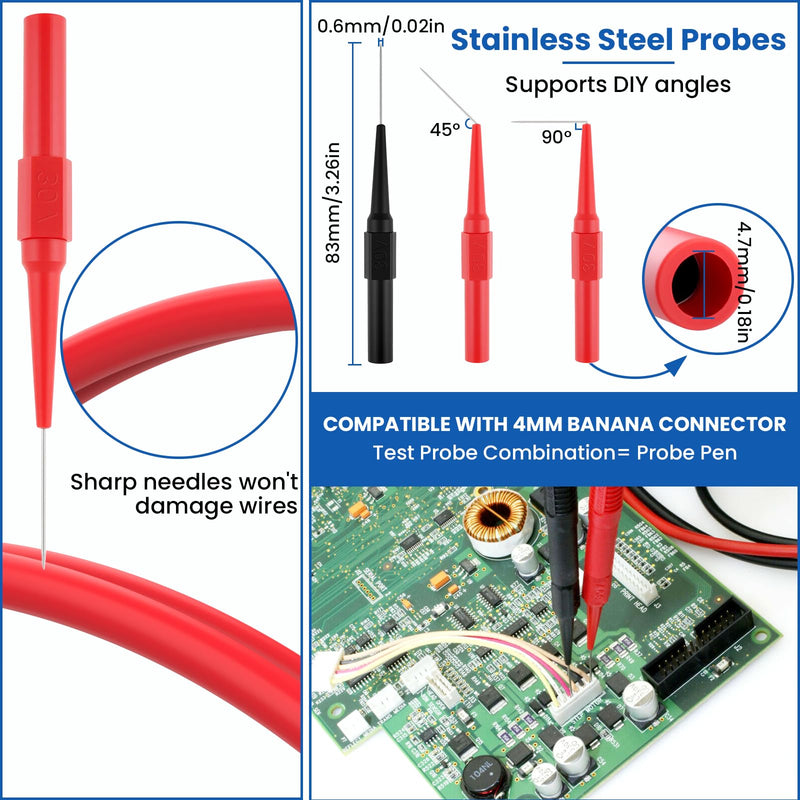 16Pcs Back Probe Kit, Banana Plug Wires with Electrical Testing Probes & Insulated Alligator Clips for Automotive Circuit Diagnosis, Vehicle Electrical Maintenance 16PCS