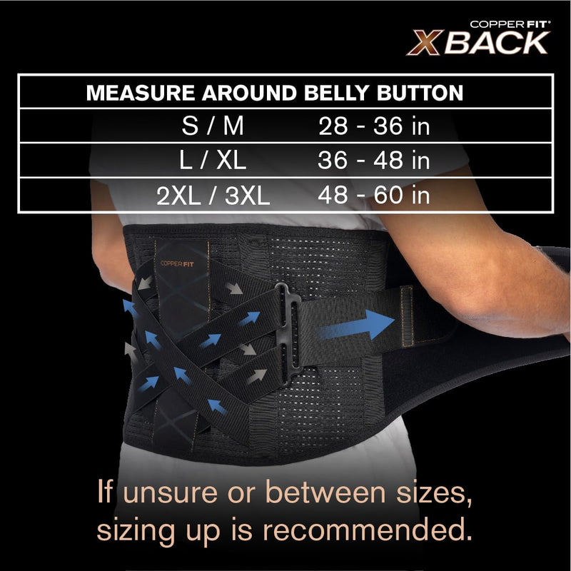 Copper Fit X-Back Brace for Lower Back Pain, Lumbar Support, Herniated Disc, Sciatica, Arthritis – Adjustable, Breathable Design - for Men and Women (Large/XLarge) Large/XLarge (36"-48")