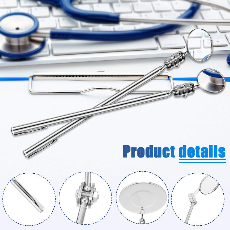 3 Pieces Telescoping Inspection Mirror Round Mirror Inspection Tool for Check The Condition of The Vehicle, Observe The Eyelashes, Mouth and Other Small Parts 3 Kinds of Size