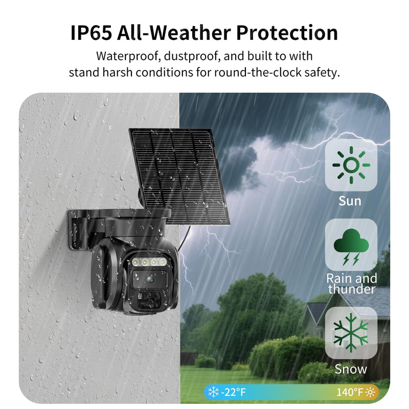 4G LTE Cellular Solar Powered Security Camera Wireless Outdoor, No WiFi Security Camera with SIM Card & Unlimited Data Plan, 2 Way Talk, 355° Live View, 2K Color Night Vision, PIR Motion Sensor