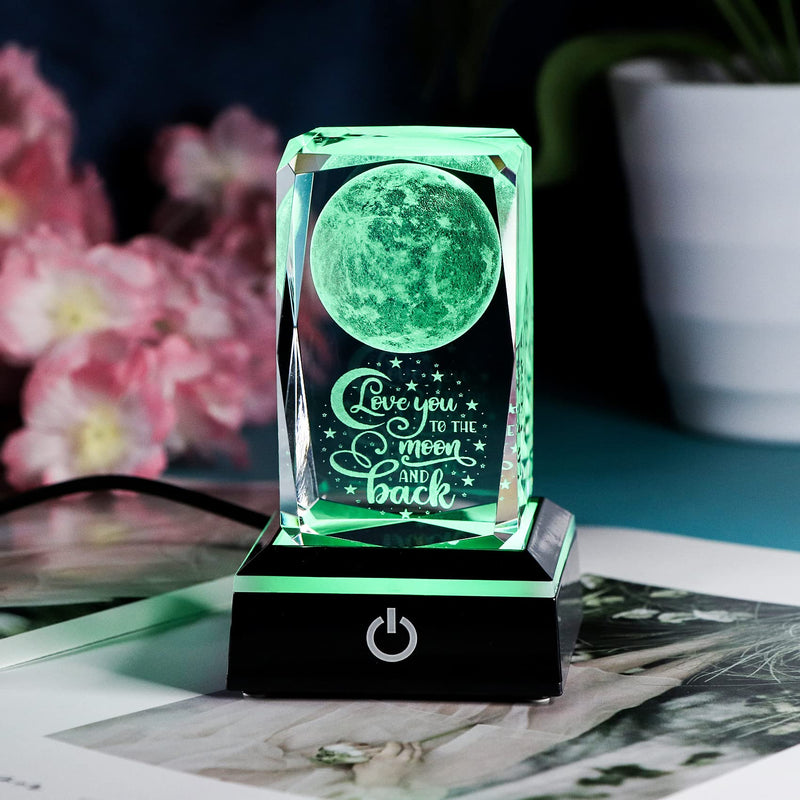 Gifts for Mom from Daughter Mothers Day - Anniversary Wedding Gifts for Couples Her Crystal Engrave I Love You to The Moon and Back Gifts - Unique Birthday Valentines Gifts Her Girlfriend MOM I Love You to the Moon&Back