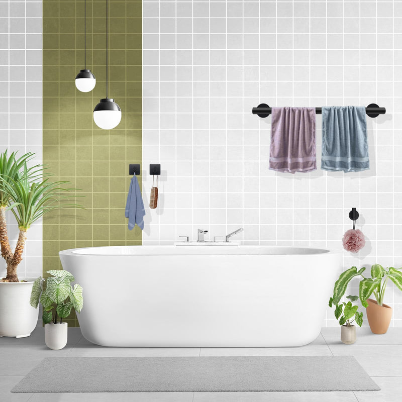 FireBee 5-Piece Bathroom Hardware Set, Matte Black Bathroom Accessories Set, 304 Stainless Steel Bathroom Fixtures-Includes 16" Black Towel Bar, Toilet Paper Holder & 3 Robe Hooks