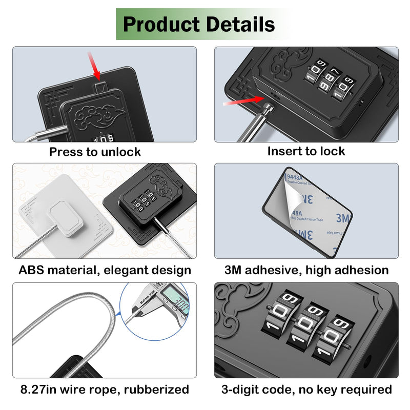 4 Pack Refrigerator Locks with 3 Digit Code, Easy Install Fridge Lock Combination, Premium Freezer Lock, Child Proof Cabinet Locks for Refrigerators, Drawers, Closets, Windows (Black) Black-4Pack
