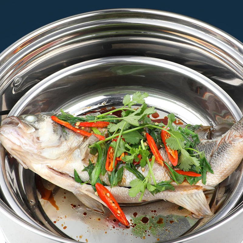 DOITOOL 15 Inch Double Ear Stainless Steel Steaming Plate with Handles for Cooking Fish Vegetables Tamale Kitchen Steamer Tray