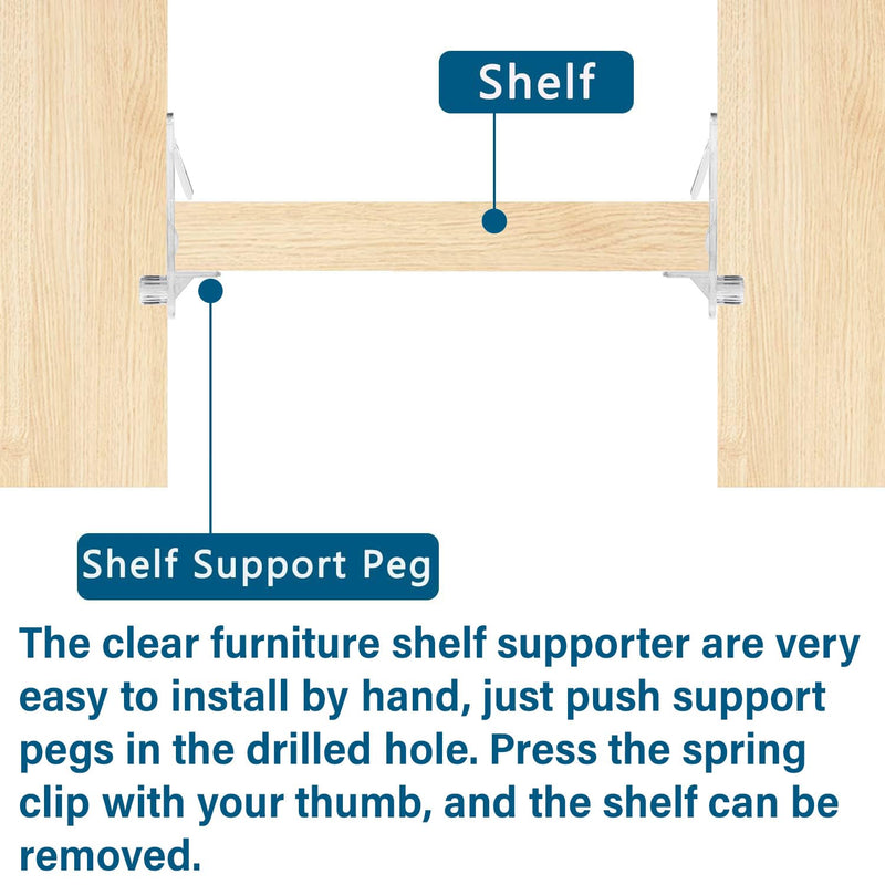 20pcs Plastic Locking Shelf Support Pegs,6.9mm Shelf Pins,Self-Locking Bracket Clips,Clear Shelf Pegs for for Kitchen Cabinet Furniture Book Shelves,6.9mm Peg x 3/4" Thick Shelves 20 6.9mm x 3/4" - NewNest Australia